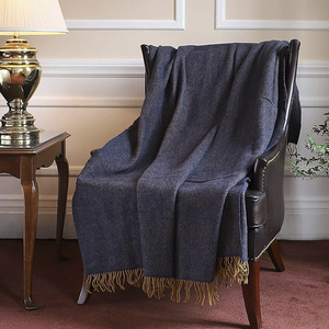 New Hot Sell Solid Color <strong>Herringbone</strong> 100% Wool Woven <strong>Blankets</strong> Garden Fleece Travelling <strong>Blanket</strong> - Product Image 4