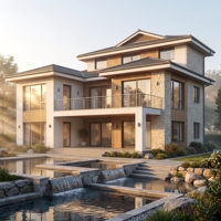 Villa préfabriquée multi-étages en structure acier de luxe moderne pour maison de vacances et gîte, certifiée CE