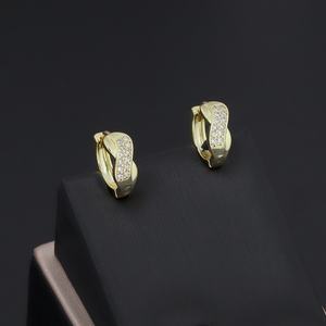 ต่างหูห่วงชุบทอง 14K ประดับเพชรซิร์คอนสำหรับผู้หญิง จาก JXX Wholesale Fashion Charm Jewelry - Product Image 3