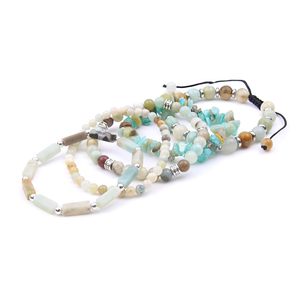 5Pcs Boho Tự Nhiên Amazonite Đá Vòng Đeo Tay Cho Phụ Nữ Người Đàn Ông Handmade Có Thể Điều Chỉnh Lapis Lazuli Đính Cườm Vòng Đeo Tay Trang Sức Set - Product Image 4