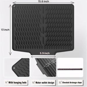 Alfombrilla de silicona para drenaje de grifos, accesorios de cocina, tapete de silicona para secar platos en encimeras, escurridor de platos, alfombrillas y tapetes de cocina - Product Image 5