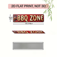 Letrero metálico largo con diseño de zona de barbacoa, decoración retro para pared de barbacoa, placa de hojalata para maestros de la parrilla, para patio trasero, cocina