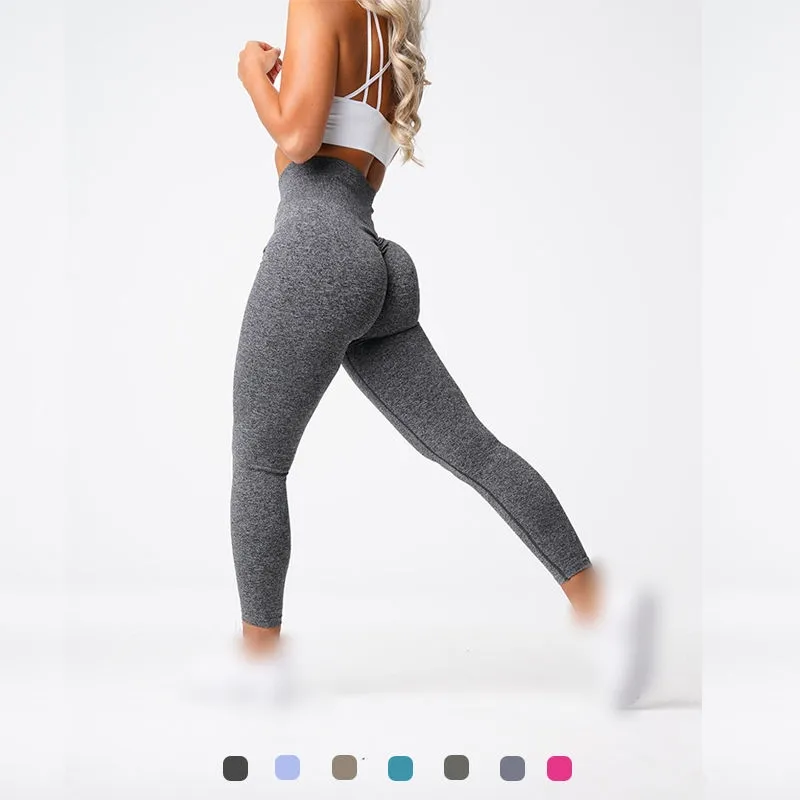 Collants sans couture avec logo personnalisé en gros de haute qualité Scrunch Butt Workout Gym Fesses Fitness Yoga Leggings pantalons pour femmes