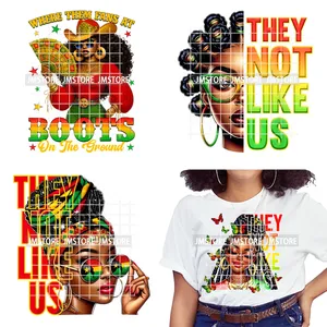 Juneteenth Vibes Black History They Not Like Us Black Queen Autocollants lavables au fer sur les transferts DTF Prêt à presser pour les vêtements - Product Image 1