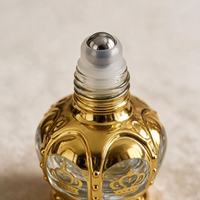 Flacon de parfum de qualité supérieure 3 ml, design cage octogonale dorée, motif floral gravé, applicateur à bille, rechargeable, bouchon à vis, livraison gratuite