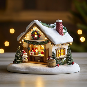 Décoration d'intérieur directe d'usine OEM lumières miniatures en résine led maisons <span class=keywords><strong>de</strong></span> village <span class=keywords><strong>de</strong></span> Noël Ornements <span class=keywords><strong>de</strong></span> Noël Fournitures <span class=keywords><strong>de</strong></span> décoration <span class=keywords><strong>de</strong></span> Noël - Product Image 1