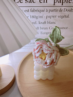 Décoration d'intérieur, bouquet de fleurs en laine de pivoine, bricolage, fleur tissée créative, cadeau pour la fête des enseignants, fleur tricotée artificielle
