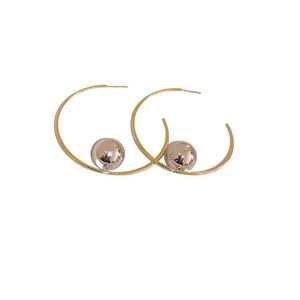 Nouvelles boucles d'oreilles géométriques <span class=keywords><strong>circulaires</strong></span> simples et haut de gamme en argent, nouvelles boucles d'oreilles de luxe légères, boucles d'oreilles créoles à billes tendance pour femmes - Product Image 3