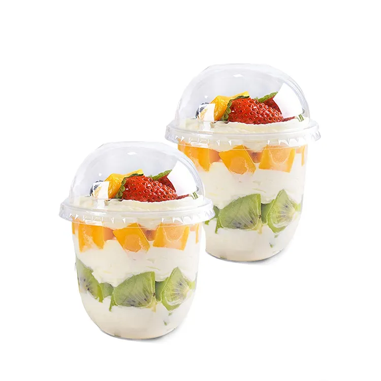 Прозрачный контейнер для мороженого с сыром и фруктами, прозрачные мини одноразовые пластиковые десертные чашки с крышкой