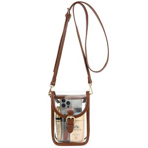Borselli trasparenti per cellulare da donna borse a <span class=keywords><strong>tracolla</strong></span> da stadio con cinturino in PVC trasparente marrone chiaro con fibbia Mini <span class=keywords><strong>borsa</strong></span> a <span class=keywords><strong>tracolla</strong></span> - Product Image 2