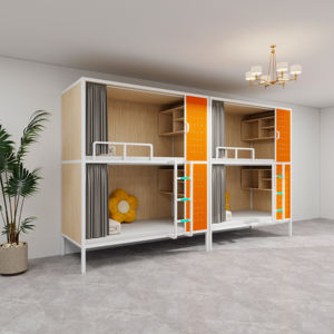 Nouveau lit mezzanine pour étudiants, lit superposé en bois de conception élégante avec des caractéristiques de type hôtel pour appartements, bureaux à domicile, auberges ou hôtels - Product Image 4