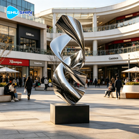 Escultura Contemporánea de Acero Inoxidable Pulido para Exteriores, Diseño Abstracto 3D Retorcido, para Decoración de Centros Comerciales y Plazas Públicas