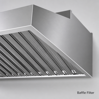 Kap Ventilasi Dapur Komersial Bahan Stainless Steel dengan Filter Baffle untuk Restoran