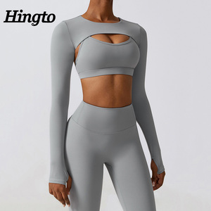 Abbigliamento sportivo manica lunga abbigliamento <span class=keywords><strong>Fitness</strong></span> personalizzato Logo personalizzato donne Sport palestra <span class=keywords><strong>Fitness</strong></span> Set 2 pezzi <span class=keywords><strong>Sexy</strong></span> palestra <span class=keywords><strong>Fitness</strong></span> Yoga Set - Product Image 1