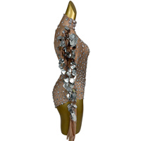 Combinaison courte sexy à paillettes et cristaux pour femmes, idéale pour les soirées DJ, les clubs, les fêtes, les tenues de danse, les festivals, en spandex.