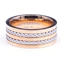 Conception de bague en acier inoxydable de bijoux plaqués or à double torsion en argent de style européen et américain