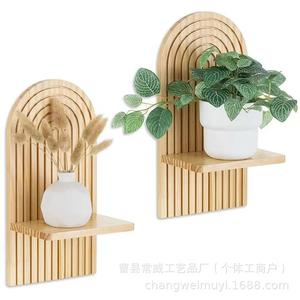 Wooden <b>Wall</b> <b>Mounted</b> Decorative <b>Shelf</b> Nordic Style Solid Wood Single Layer Irregular Shape Living Room Display Rack - Product Image 3