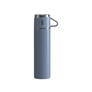 Conjunto de garrafa térmica de aço inoxidável luxuosa com isolamento de parede dupla de 500ml com 3 tampas