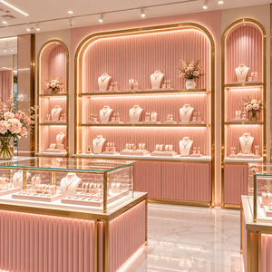Custom Jewelry Store Display Cabinet Glass Retail Showcase with LED Lighting - Product Image 3