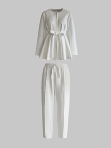 Two-Piece <b>Lace</b> <b>White</b> Abaya Set Breathable ODM Modest Fashion for Women Suitable Daily Commuting Dating Autumn/Winter Ramadan - Product Image 2