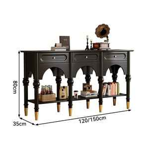 Mid-Century Retro Solid Wood Sideboard <strong>French</strong> &amp; American Style Console Table with <strong>Shelves</strong> &amp; Drawers for Hotel &amp; Living Room - Product Image 6