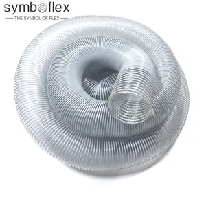 Conducto de hélice de alambre de acero de PVC altamente flexible manguera de aire de conducto de aire industrial 0,4 0,5 0,6mm espesor de pared disponible