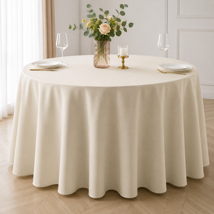 Wholesale Champagne <b>Round</b> Polyester <b>Tablecloth</b> Hotel Restaurant Banquet Event Rental Bulk Supply - Product Image 1