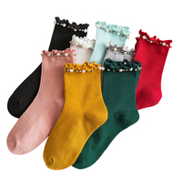 Chaussettes Vintage de Qualité Supérieure pour Femme, Nouveauté Printemps, Douces, Confortables, Tricotées, avec Revers Perlé et Logo, Vente en Gros Direct Usine