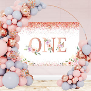<span class=keywords><strong>Sfondo</strong></span> <span class=keywords><strong>rosa</strong></span> primo compleanno Photoshoot per Baby Shower fiori <span class=keywords><strong>rosa</strong></span> puntini oro fondali per torte forniture - Product Image 3