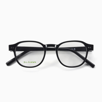Nouvelles lunettes optiques en bio acétate à la mode de style rond pour hommes femmes en monture bleue noire avec logo personnalisé
