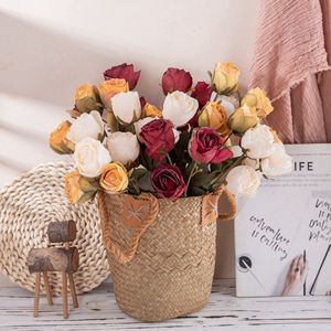 Bouquet de roses artificielles CallaFloral jaunes et oranges, réalistes, pour mariage et décoration intérieure, lot de 3 pièces - Product Image 1