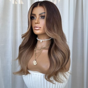 Perruque de luxe 360 Lace Wig, ondulée, couleur bronzée, 100% cheveux humains vierges, ligne de cheveux naturelle, sans colle - Product Image 3
