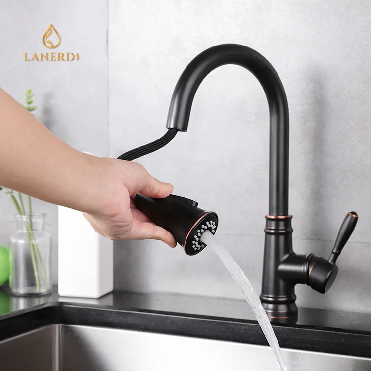 Concise Style Flexible Hose Brass Kitchen Sink Faucet Taps Tap Mixer ORB Oil Rubbed Bronze Ancient Classical Old Fashion Modern