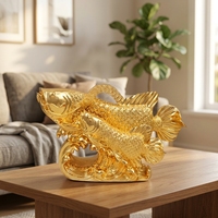 Artisanat en résine décoratif économique et écologique, fait main, design personnalisé, en forme d'Arowana, pour hôtel et maison, poisson blanc/argenté