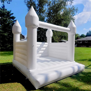 Château gonflable blanc pour fêtes en plein air, mariage, château gonflable avec toboggan pour locations de châteaux gonflables - Product Image 3