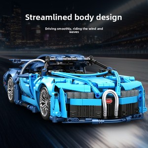 Nouveauté - Kit de modélisme DIY de difficulté élevée - Briques 1:14 - <span class=keywords><strong>Bugatti</strong></span> bleu - Édition dynamique - Ensemble de blocs de construction de voitures jouets pour enfants - Product Image 3