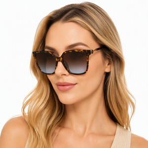 Gafas de Sol Cuadradas de Lujo con Degradado, para Mujer, Parte Superior Plana, Remaches Circulares Dorados, Patillas Compuestas, Protección UV400, para Conducir Diariamente - Product Image 2