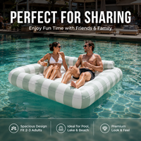 Isla Flotante Inflable Grande, Flotador de Piscina para Varias Personas, Balsa a Rayas con Reposacabezas para Resort, Personalizable OEM