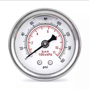 Universal Anti Vibration Fluid Pressure Gauge 0 100 <b>Psi</b> Stainless Steel For Car Modification Axial 40mm Pointer Type - Product Image 1