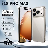 Téléphone Android I18 Pro Max 5G, bandes globales LTE, Snapdragon 8 Gen4, appareil photo HD 108MP, 8000mAh, lecteur d'empreintes digitales 0,01s, AMOLED 144Hz, 16 Go de RAM