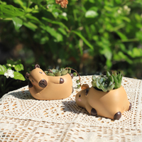 Pot de fleurs en résine minimaliste de dessin animé Roogo Kapibala, écologique, mignon, pour plantes et bonsaï, décoration de la maison et du jardin