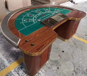 Table de Poker étanche à 7 joueurs pour jeu à domicile Table de Baccarat demi-ronde Table de Casino en bois massif de haute qualité - Product Image 3