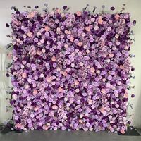 Mur de fleurs artificielles en soie de luxe 8 pieds x 8 pieds, enroulable, pour mariage et décoration extérieure