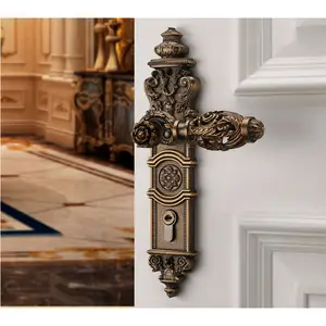 Zinco lega di lusso interno serratura in legno maniglia europea intagliato 24K oro camera da letto villa speciale serratura