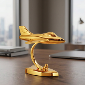 Ornement de bureau Art Déco en aluminium doré, motif avion géométrique, léger, pour la maison, le bureau, Diwali, la remise des diplômes, et projets DIY - Product Image 3