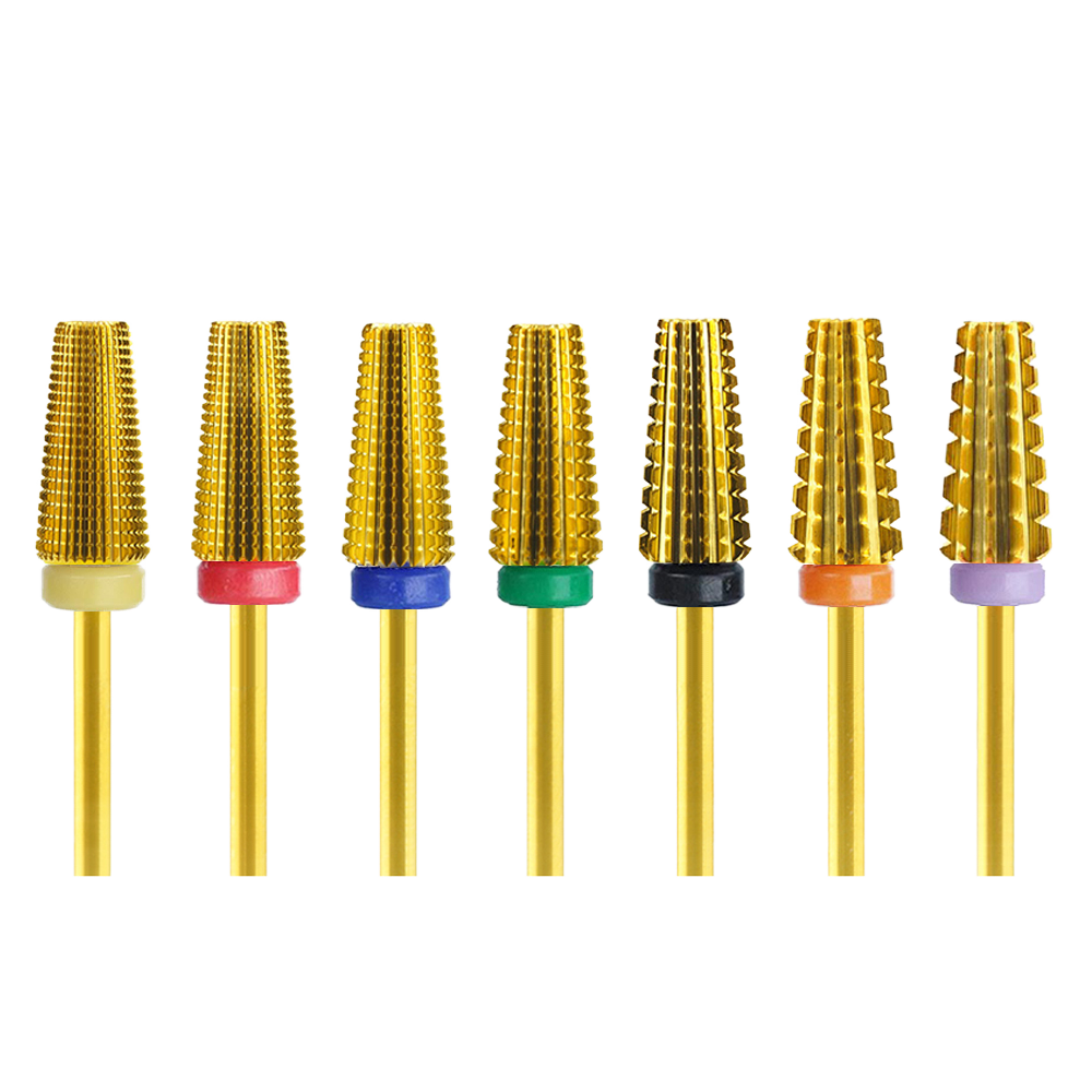Yodoor Professional 5-in-1 Nail Drill Bit Set Gold Tungsten Steel E-File Bit for Professional Use