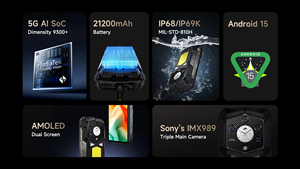 Ulefone 5G Robustes Smartphone AMOLED 120Hz 16GB+1TB Nachtsicht IP69K Dual SIM Android 15 Mobiltelefon Ulefone Armor 29 Ultra - Product Image 3