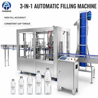 Machine de remplissage 3 en 1 pour bouteilles d'eau potable pure minérale en PET et verre, rinçage, remplissage et bouchage, prix usine