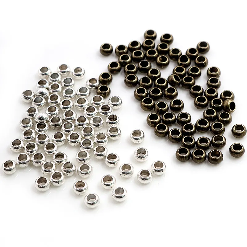 100pcs/lot Antique Silver Plated Ball Crimp End Beads Dia 5mm Stopper Spacer Beads For Diy Jewelry Making Findings Supplies