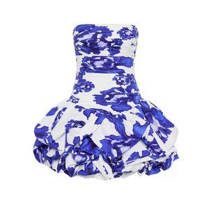 Personalizzato viola orlo a bolle con Zip posteriore posteriore rigida senza spalline aderente corpetto floreale plissettato <span class=keywords><strong>Sexy</strong></span> abito causale - Product Image 6